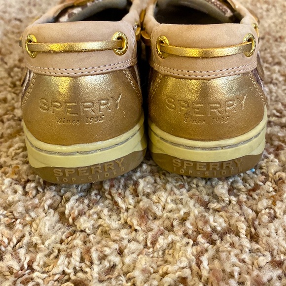 Women’s Light Tan, Cheetah Print Gold Embellishment Sperry Top-Siders Size 6.5M - Picture 4 of 6